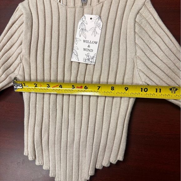Willow & Wind Cropped Ribbed Sweater Womens Size XS Sheer Bliss Fitted Nylon NWT - Picture 6 of 7